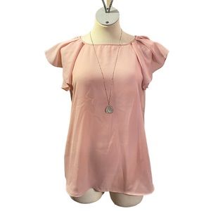 Mango Womens Small European Brand Pink Short Sleeve Blouse